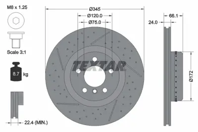 TEXTAR 92265225 Fren Diski F-20/30 Arka Delikli GM 34206797598