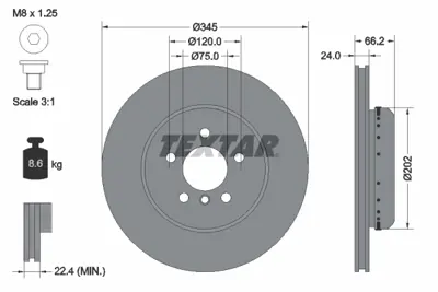 TEXTAR 92265625 Fren Diski F-30/31/32/33/34 Arka 328/330/335 Tek GM 34206797607