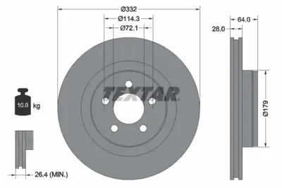 TEXTAR 92287303 Fren Diski Cherokee Kk Dodge Nıtro 2.8/3.7 Ön GM 4779599AB