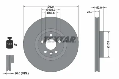 TEXTAR 92293205 Fren Diski Xc60 (156) D3 D4 D5 T5 Ön GM 31423305