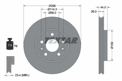 TEXTAR 92300703 Fren Diski Qashqai 1.3 Dıg  21> Ön GM 402062000R, GM 402066RN0A, GM 4204211800, GM 432066RN0A, GM A4204211800