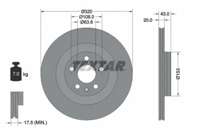 TEXTAR 92309703 Fren Diski Volvo Xc90 16> Arka GM 31400778