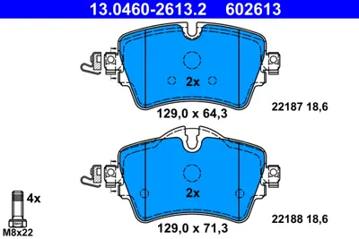 ATE 13.0460-2613.2 Fren Balatası F-45/46/48/39 Mını F-54/55/56/57 Ön GM 34106874034