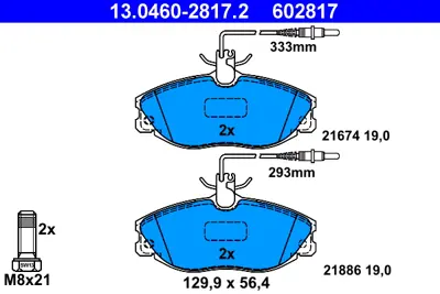 ATE 13.0460-2817.2 Fren Balatası    406 Ön GM 425132