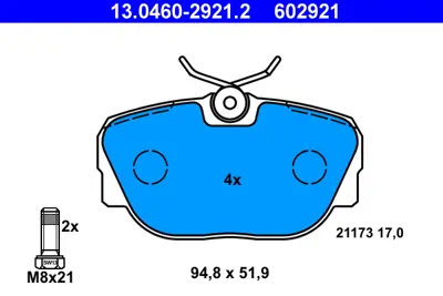 ATE 13.0460-2921.2 Fren Balatası E-30 Ön  21173 17.5 GM 34111161347