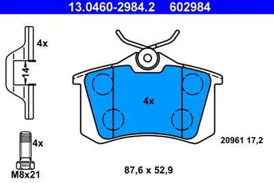 ATE 13.0460-2984.2 Fren Balatası Vw Golfıv,V,Vı,Passat,Bora Arka GM 1J0698451J