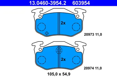 ATE 13.0460-3954.2 Fren Balatası Peugeot GM 425256, GM 7701204845, GM 95666971