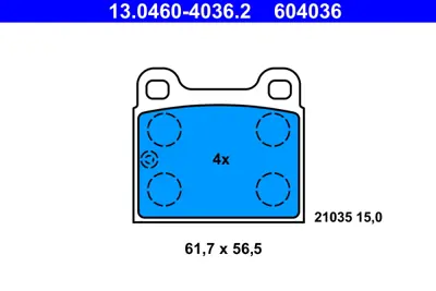 ATE 13.0460-4036.2 Fren Balatası 115/116/123/126 Arka GM A0014200620