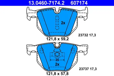 ATE 13.0460-7174.2 Fren Balatası E-60/61/63/64 Arka GM 34216763043