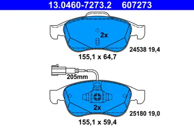 ATE 13.0460-7273.2 Fren Balatası GM 77365355