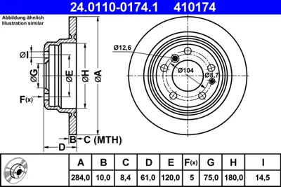 ATE 24.0110-0174.1 Fren Diski E-28 Arka GM 34111163140