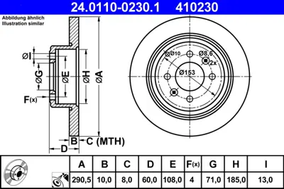 ATE 24.0110-0230.1 Fren Diski 406 Arka GM 4246L7