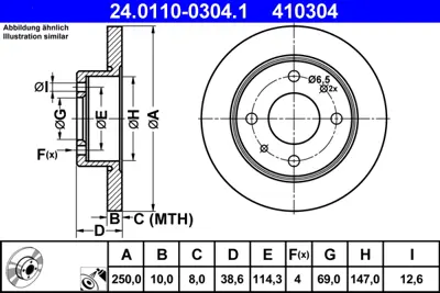 ATE 24.0110-0304.1 Fren Diski Smart 454 Arka Forfour / Colt GM A4544200072