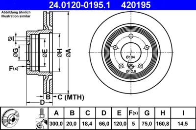 ATE 24.0120-0195.1 Fren Diski E-87/90/92 Arka Havalı Tek GM 34216764651