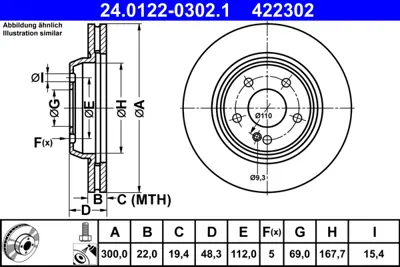 ATE 24.0122-0302.1 Fren Diski  205/213/238 Arka GM A0004231812