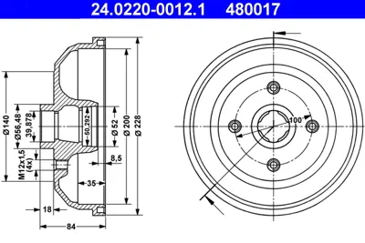 ATE 24.0220-0012.1 Fren Kampanası Opel Corsa B/Tıgra A    Abs, Siz GM 90007526