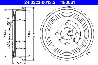 ATE 24.0223-0013.2 Fren Kampanası Opel Astra G/H/Combo C/Vectra B GM 90495034