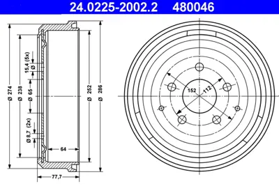 ATE 24.0225-2002.2 Fren Diski Vw T3 Arka GM 251609615