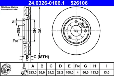 ATE 24.0326-0106.1 Fren Diski 406 Power Ön GM 4246L8