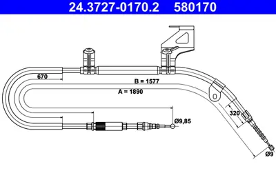 ATE 24.3727-0170.2 El Fren Teli Vw Passat 97-05  Sağ GM 3B0609721, GM 3B0609721AC, GM 3B0609721F, GM 3B0609721L, GM 3B0609721S, GM 3B0609722F, GM 3B0609722K, GM 3B0609722N, GM 3B0609722Q, GM 3B09722Q