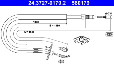 ATE 24.3727-0179.2 El Fren Teli  Spr Arka Sol ( 1550 Mm )  Lt35 GM A9044200185