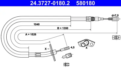 ATE 24.3727-0180.2 El Fren Teli  Spr Arka Sağ ( 1526 Mm )  Lt35 GM 2D0606722, GM 2D0609721A, GM 2D0609722, GM 2D0609722A, GM 2DO609722, GM 2E0609701M, GM 5139227, GM 5139227AA, GM 68013474, GM 9044200285