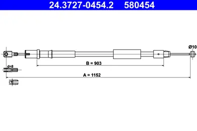 ATE 24.3727-0454.2 El Fren Teli  Vıano 639 Arka  Sağ GM 6394203538, GM 6394203585, GM 6394203685, GM 6394270438, GM 6394270538, GM A6394203585, GM A6394203685, GM A6394270438, GM A6394270538