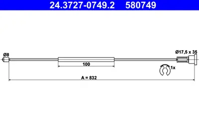 ATE 24.3727-0749.2 El Fren Teli Opel Corsa C Kampanalı Fren Sağ GM 90576454