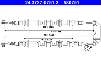 ATE 24.3727-0751.2 El Fren Teli Opel Vectra B 90468900