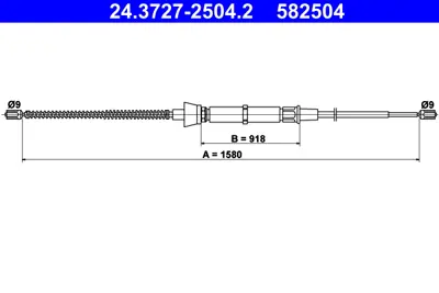 ATE 24.3727-2504.2 El Fren Teli Vw Polo Hb.2002> Kampana 1585mm GM 6Q0609721N