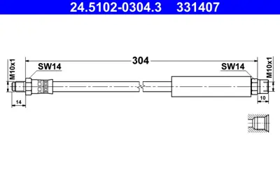 ATE 24.5102-0304.3 Fren Hortumu E-60/61/63/64/65/66 Arka GM 34321159890