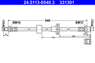 ATE 24.5113-0540.3 Fren Hortumu Ön 140       91-93 GM A1404200048