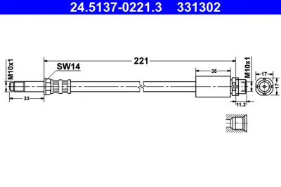 ATE 24.5137-0221.3 Fren Hortumu E-81/84/87/90 F-20/30 Arka GM 34306792253