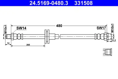 ATE 24.5169-0480.3 Fren Hortumu Ön  E-53 GM 34301166118