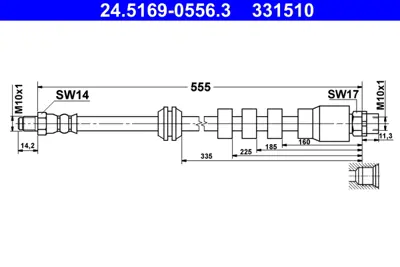 ATE 24.5169-0556.3 Fren Hortumu E-60/61/63/64 Ön GM 34326760909