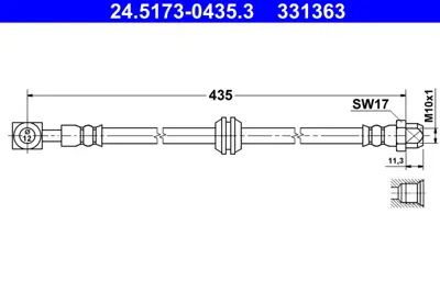 ATE 24.5173-0435.3 Fren Hortumu Mını R-50/53 Arka GM 34306760221