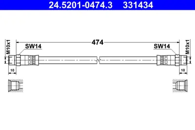 ATE 24.5201-0474.3 Fren Hortumu Arka  Spr / Cdı / 507 / 814 GM A0014289535