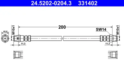 ATE 24.5202-0204.3 Fren Hortumu E-36 Arka GM 34321159524