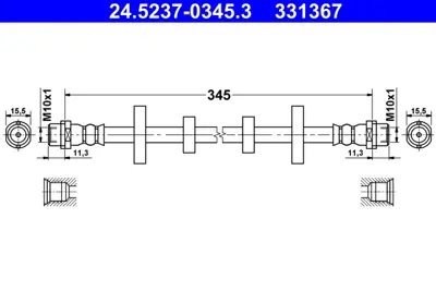 ATE 24.5237-0345.3 Fren Hortumu Vw Ön T4 GM 7D0611701E