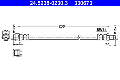 ATE 24.5238-0230.3 Fren Hortumu Arka  Vaneo 414 / A - B Serisi GM A1684280635