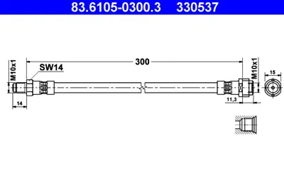 ATE 83.6105-0300.3 Fren Hortumu Arka 163  Ml  Y.M.      163 420 13 48 GM A1634201348