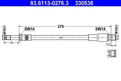 ATE 83.6113-0276.3 Fren Hortumu E-39 Arka GM 34301165190