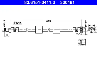 ATE 83.6151-0411.3 Fren Hortumu E-39 Ön GM 34301165249