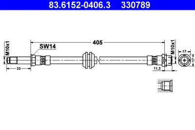 ATE 83.6152-0406.3 Fren Hortumu Ön  E-46 GM 34326766966