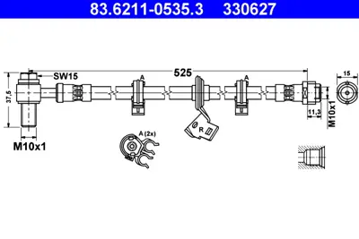 ATE 83.6211-0535.3 Fren Hortumu Ön 163  Ml  2000-- Sağ GM A1634202548