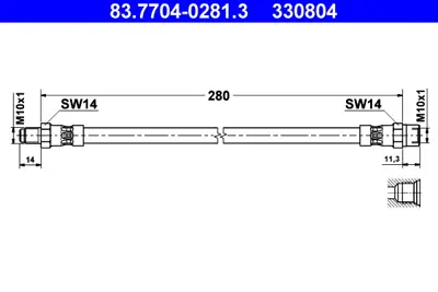 ATE 83.7704-0281.3 Fren Hortumu Arka Bütün Mod.1 Ucu Dişi GM A1264280335