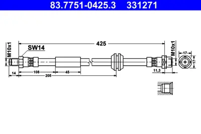 ATE 83.7751-0425.3 Fren Hortumu Arka  Mını 2003-- GM 34306763682