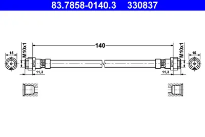 ATE 83.7858-0140.3 Fren Hortumu Vw Arka Polo,A3,Seat GM 6X0611775