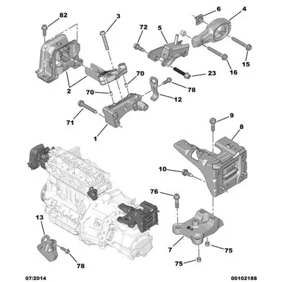 CM 12512 Motor Takozu Sağ Ust P207 P1007 P208 P2008 Celysee P301 C3 P