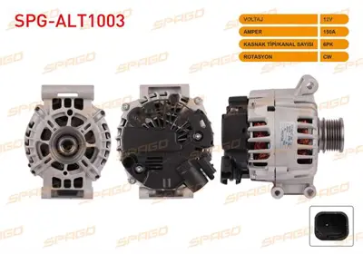 SPAGO SPG-ALT1003 Alternator 12v/150a 6pk (Alt2330) 207 1.4 16v - 1.6 16v 06-12/ 308 1.4 16v - 1.6 16v 07-13/ 508 1.6  SPGALT1003